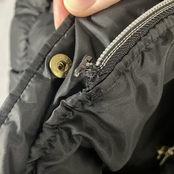 Southpole Coat Womens Medium Black Long Down Puffer Hood Faux Fur Zip Quilted - Picture 6 of 16